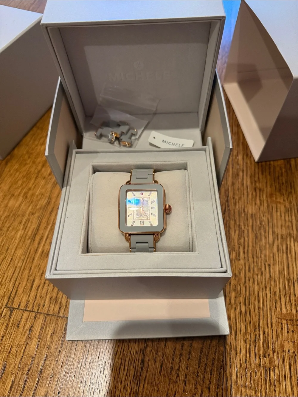 Michele Deco Sport Gray Ceramic Watch with Rose Gold